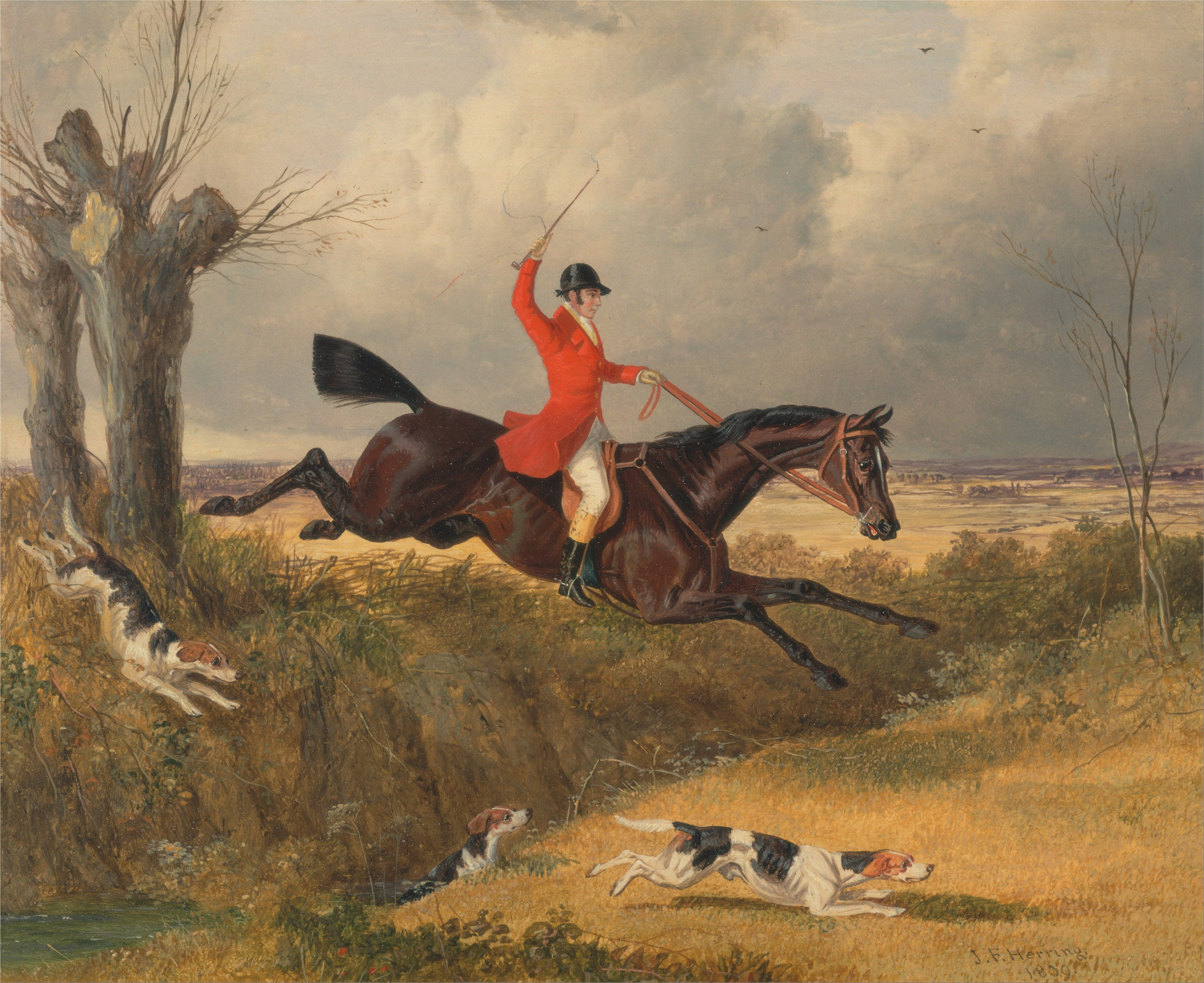 John Frederick Herring's 1839 painting, "Foxhunting- Clearing a Ditch"