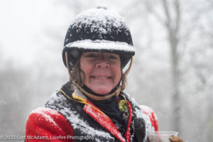 Master Natalie Nesbit leads the field on a very snowy opening day.